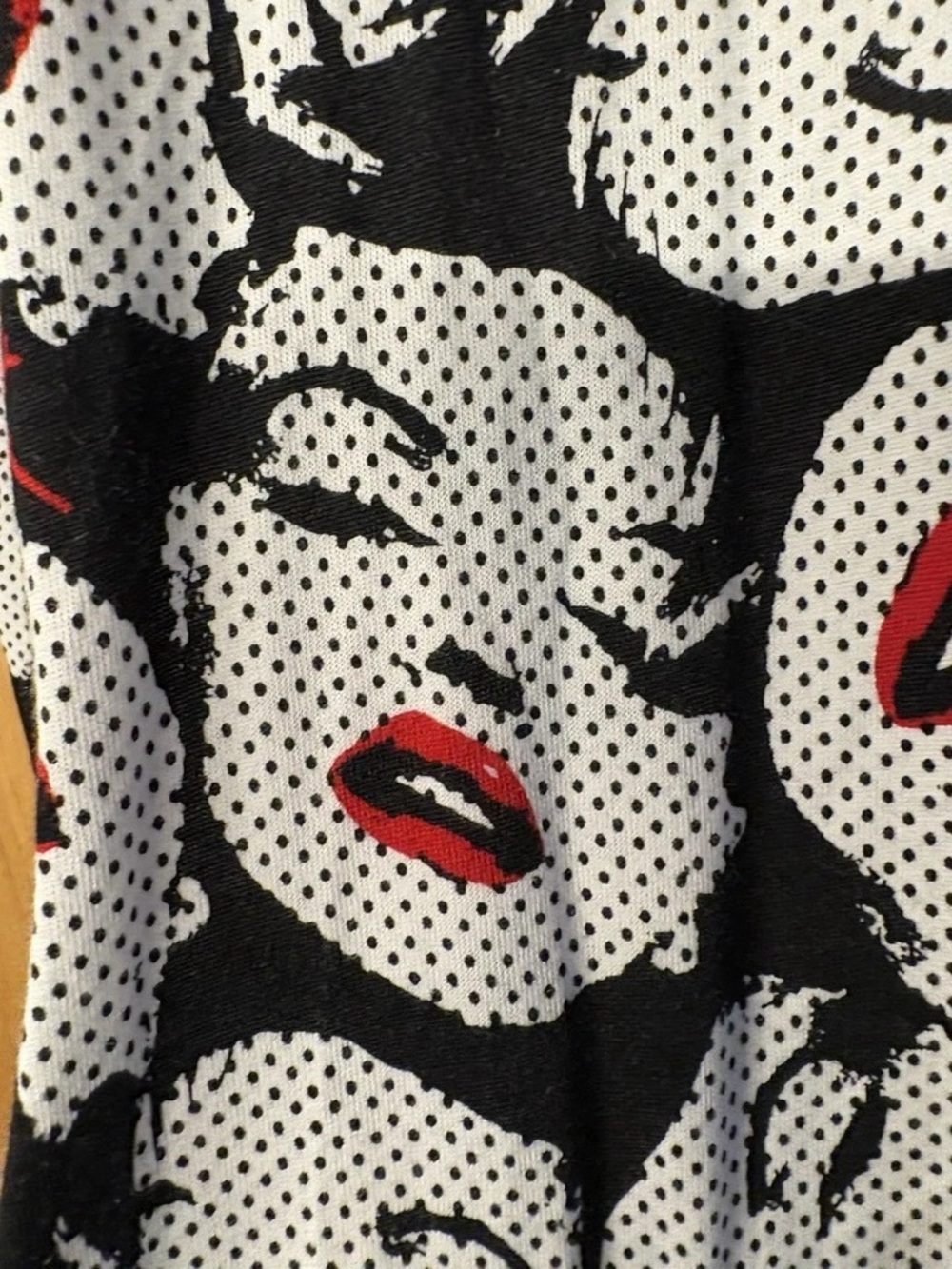 Betsey Johnson Black & White Pop-Art Face Print Midi Dress with Red Lips - Picture 11 of 15